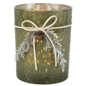 Windlicht - gefrostet - grün - ca. 10 x 12,5 cm