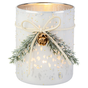 Windlicht - gefrostet - weiß - ca. 8 x 10 cm