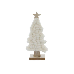 Standdeko - Baum mit Stern - weiß - ca. 10 x 5 x 21,5 cm