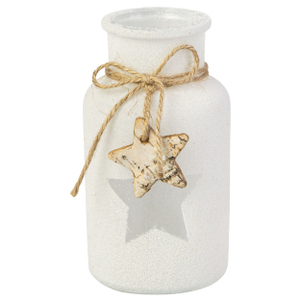 Vase gefrostet - weiß - ca. 6,5 x 13,5 cm