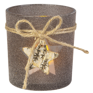 Windlicht - Stern - grau - ca. 7,3 x 8 cm