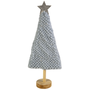 Standdeko - Tanne mit Girlande - blau - ca. 16,5 x 8 x 41 cm