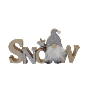 Schriftzug Snow mit Wichtel - ca. 24 x 2 x 12 cm