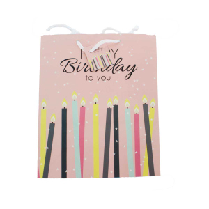 Geschenktasche - Happy Birthday - rosa - Maße ca. 26 x 12,7 x 32,4 cm