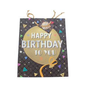 Geschenktasche - Happy Birthday - schwarz - Maße ca. 26 x 12,7 x 32,4 cm