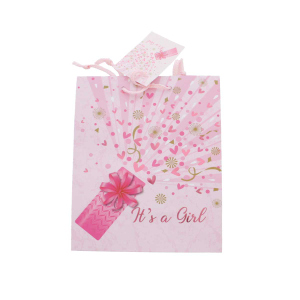 Geschenktasche - It's a girl - Maße ca. 17,8 x 9,8 x 22,9 cm