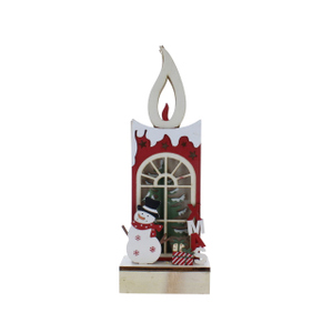 LED Standdeko - Kerze mit Schneeman - ca. 9,5 x 5 x 26 cm