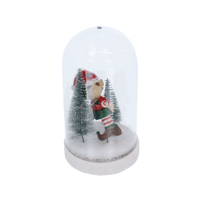 Schneekugel mit LED und Wichtel - ca. 11 x 11 x 18,5 cm