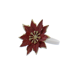 Serviettenring - Blume - rot/gold - ca. 6x6x5,5 cm