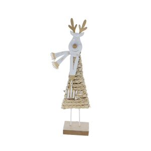 Standdeko - Elch mit Kordelkleid - ca. 30 x 6,5 x 4 cm