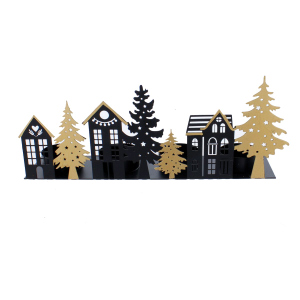 Adventskranz Tannen und Häuser - ca. 26,5 x 5,5 x 10,5 cm