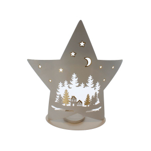 Teelichthalter Stern - grau - ca. 23 x 10 x 29 cm