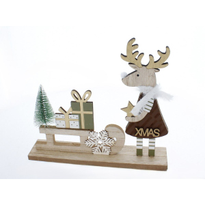 Elch mit Schlitten Xmas - ca. 23,5 x 5 x 21 cm