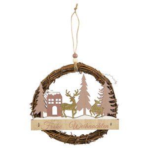 Kranz Frohe Weihnachten - rosa - ca. 20 x 19 x 2,5 cm