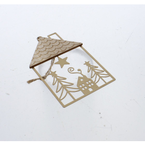 Dekohänger Haussilhuette - gold/silber - ca. 9 x 14,5 cm - 1 Stück