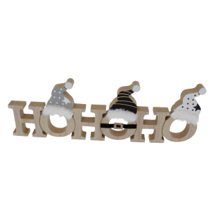 Schriftzug - HOHOHO - mit Mützen - ca. 39,5 x 2 x 13,5 cm