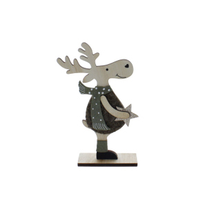 Standdeko - Elch mit Stern - grün/braun - ca. 10 x 4 x 21,5 cm
