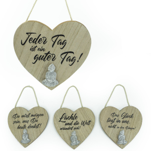 Herzanhänger - Holz - Buddha - 1 Stück