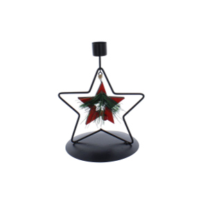 Kerzenhalter - schwarz - mit Sternanhänger - ca. 13,8 x 12 x 17 cm