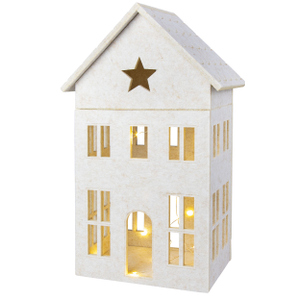 LED Haus - aus Filz - grau - ca. 24 x 16 x 40,5 cm
