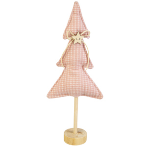 Standdeko Tannenbaum - rosa-weiß kariert - ca. 13,5 x 6 x 3 cm