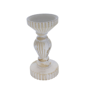 Kerzenständer - Antik weiß - ca. 9,5 x 9,5 x 19,5 cm