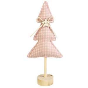 Standdeko Tannenbaum - rosa kariert - ca. 11 x 5 x 25 cm