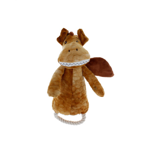 Tierspielzeug - Dino mit Seil - ca. 18 cm - braun