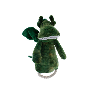Tierspielzeug - Dino mit Seil - ca. 18 cm - grün