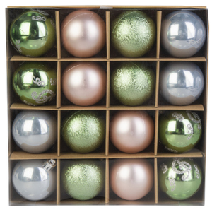 Christbaumkugeln 16 Stück rosa/grün/blau - ca. 6 cm