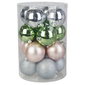 Christbaumkugeln 16 Stück rosa/grün/blau - ca. 8 cm
