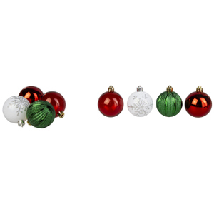 Christbaumkugeln 16 Stück grün/rot/weiß - ca. 6 cm
