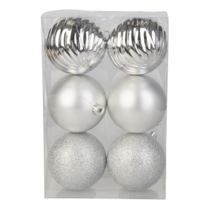 Christbaumkugeln 6 Stück silber - ca. 8 cm