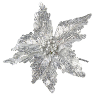 Dekoblume silber - ca. 19 cm