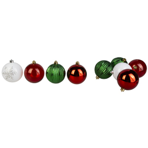 Christbaumkugeln 16 Stück grün/rot/weiß - ca. 8 cm
