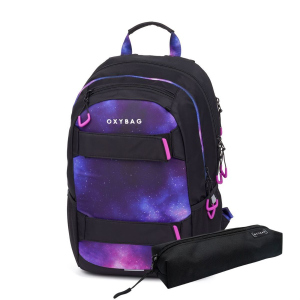 OXI BAG - Rucksack Galaxy - mit Mäppchen - schwarz/lila 