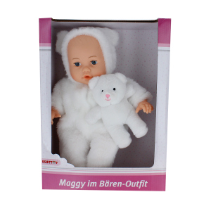 Puppe Maggy im Eisbär-Onesie - weiß - ca. 35 cm