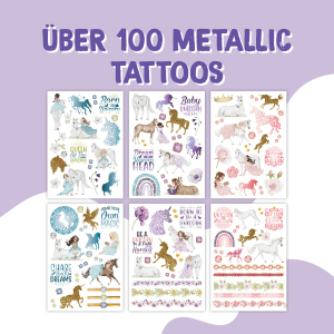 Tattoo Set - Einhorn - 100 Metallic Tattoos