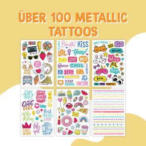 Tattoo Set - Pop-Art - 100 Metallic Tattoos