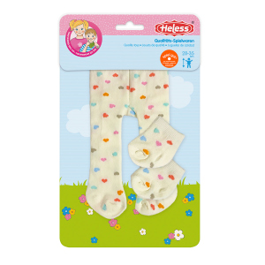 Puppenstrumpfhose mit Söckchen - Herz-Konfetti - Gr. 28 - 35 cm