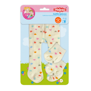 Puppenstrumpfhose mit Söckchen - Herz-Konfetti - Gr. 35 - 45 cm