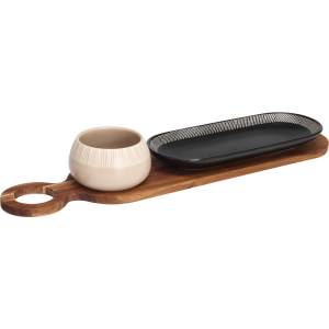 Servierset - Oval - 2 Schälchen - 1 Holzbrett