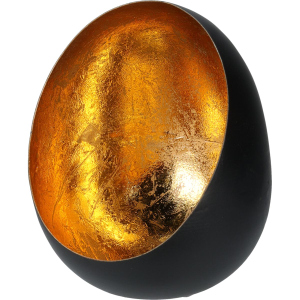 Windlicht Oval - schwarz/gold - ca. 10 x 13 cm