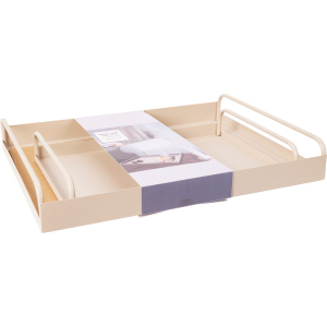 Tablett 2-er Set - sandfarben - Metall