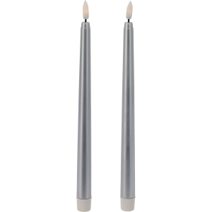 LED Stabkerzen - 2er Set - silber - Höhe ca. 27 cm