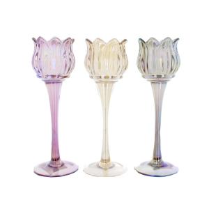 Teelichthalter aus Glas - ca. 7 x 22 cm - 1 Stück