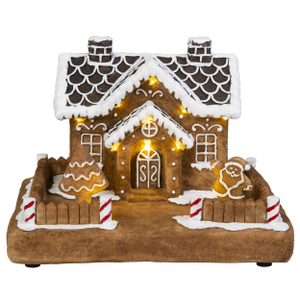 LED Lebkuchenhaus - 11 warmweiße LEDs - ca. 18,7 x 14,3 x 13,5 cm