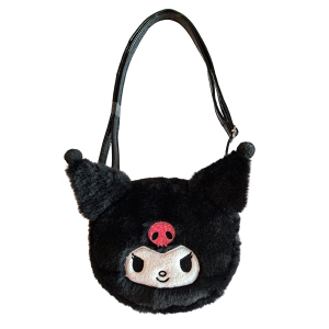 Kuromi - Plüschtasche - schwarz/weiß