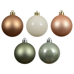 Christbaumkugeln - 30 Stück - Kunststoff - ø ca. 6 cm - grün/weiß/pfirsich