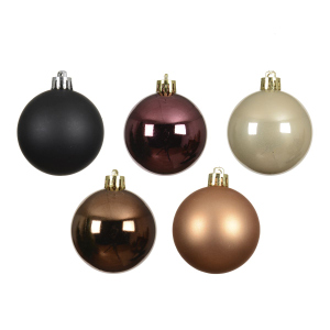Christbaumkugeln - 30 Stück - Kunststoff - ø ca. 6 cm - schwarz/braun/creme